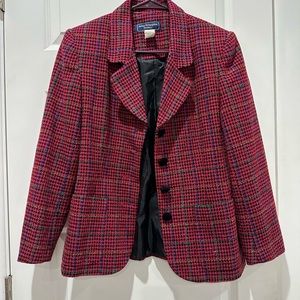 VINTAGE | Maggie McNaughton Houndstooth | Blazer | Size 6 Pink | Pink Colorful